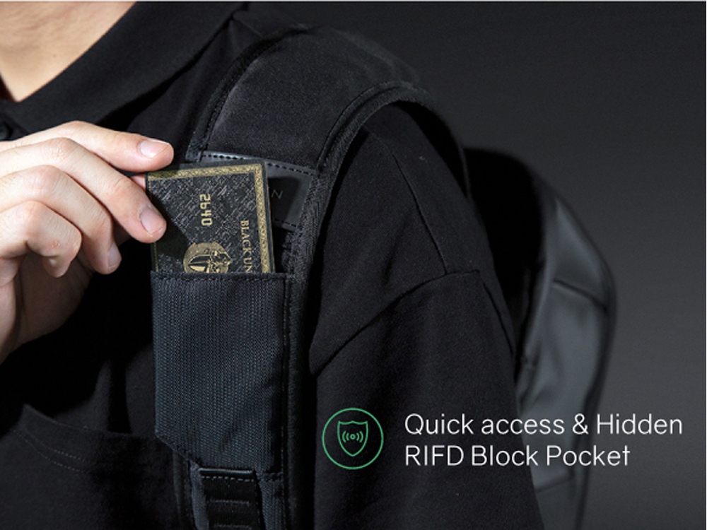 Атикражный рюкзак FlipPack для ноутбука 15.6", черный-9