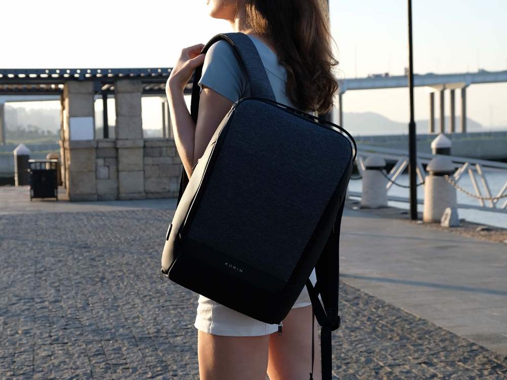 Антикражный рюкзак FlexPackPro для ноутбука 15.6", серый/черный-14