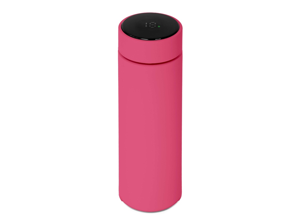 Термос FAMILY MARK LED, soft touch (Розовый)-4