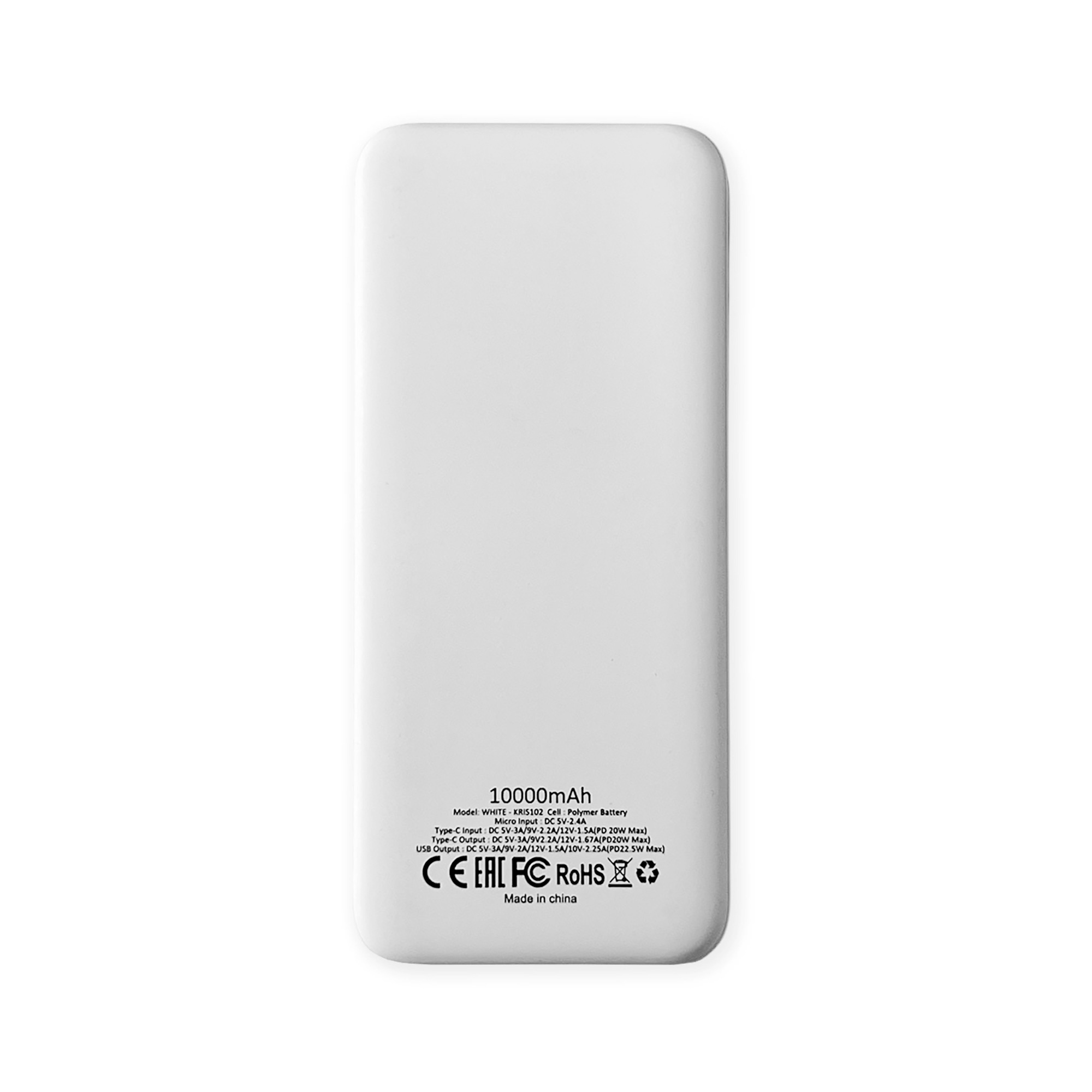 Внешний аккумулятор Kris soft touch, 10000mAh (Белый)-2