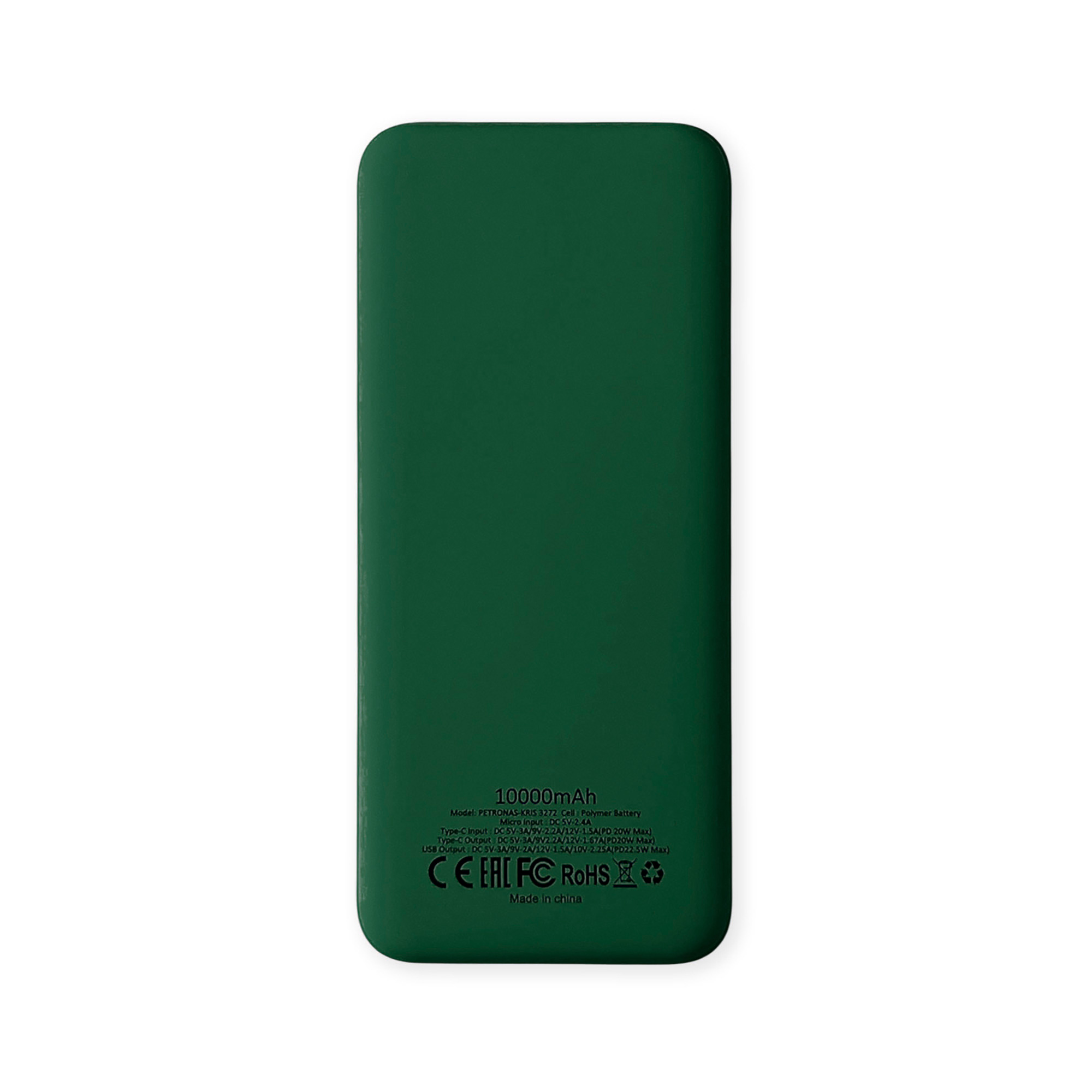 Внешний аккумулятор Kris soft touch, 10000mAh (Тёмно-зелёный)-2