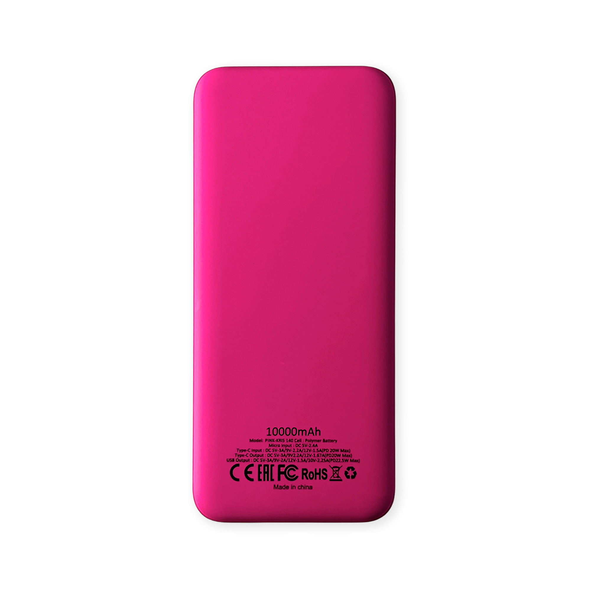 Внешний аккумулятор Kris soft touch, 10000mAh (Розовый)-2