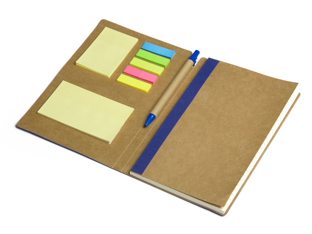 Блокнот с ручкой и набором стикеров А5 "Write and stick", синий-1