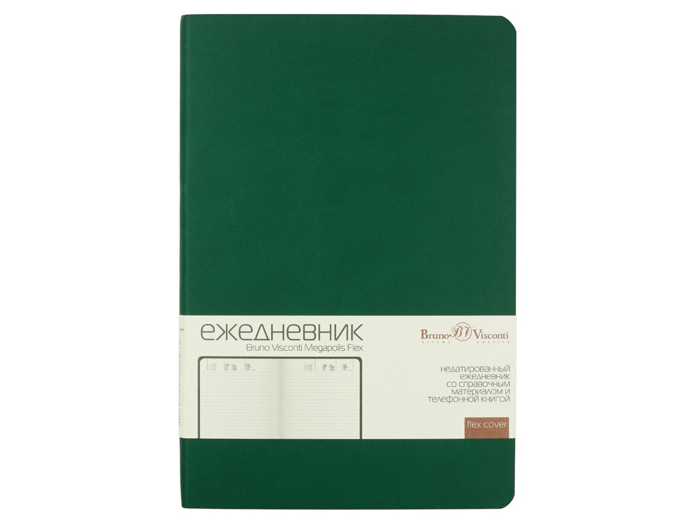 Ежедневник А5 недатированный «Megapolis Velvet Flex», зеленый-1
