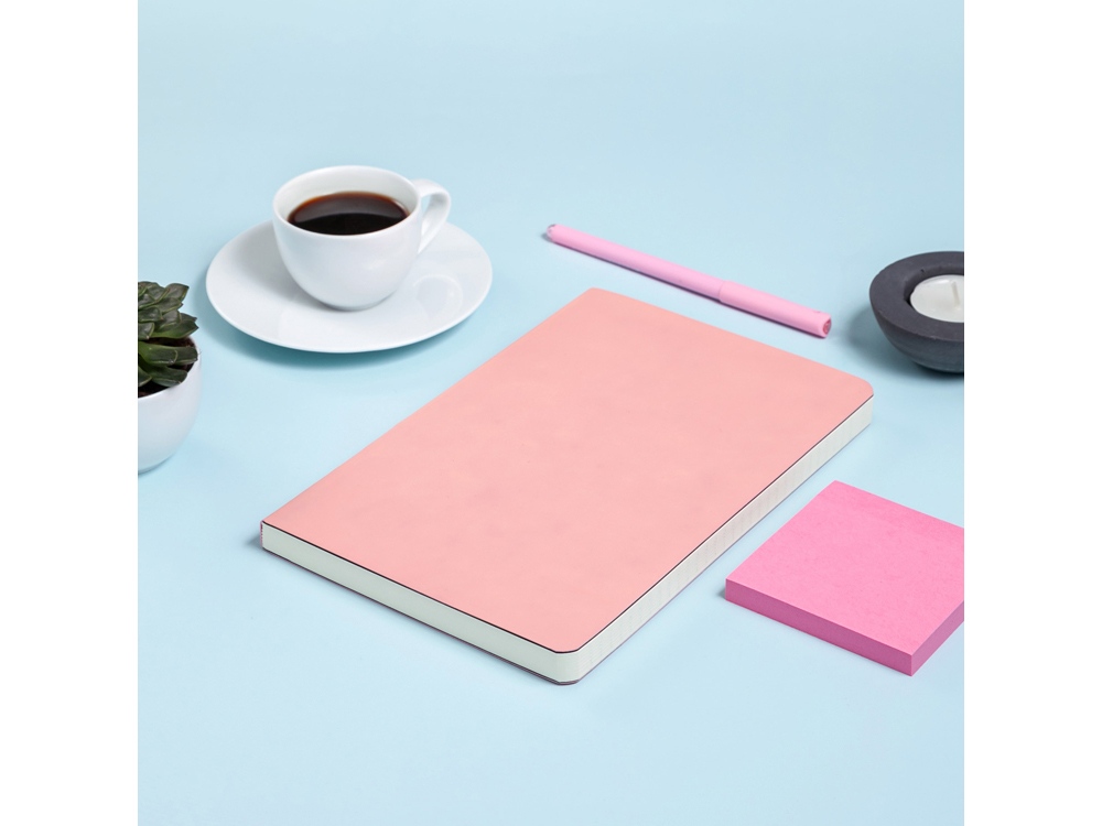 Ежедневник А5 недатированный «Megapolis Velvet Flex», розовый powder-9