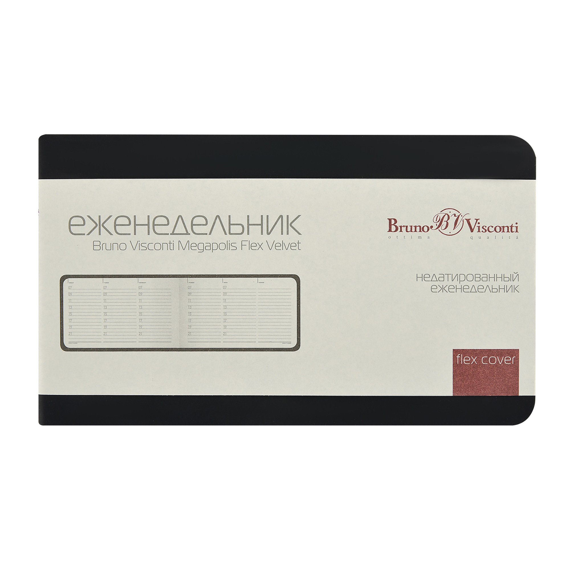 Еженедельник недатированный А6 "Мегаполис Вельвет", черный-3