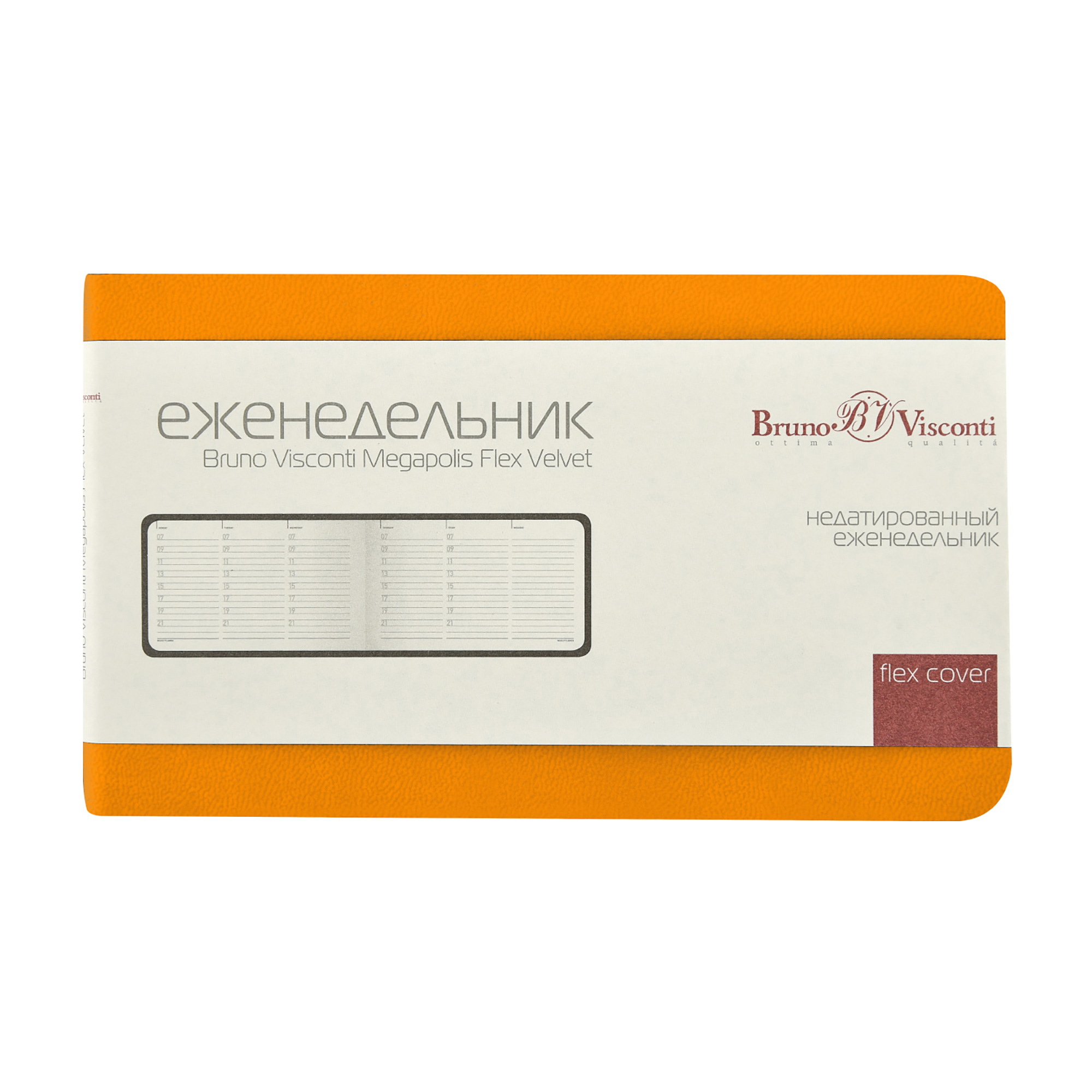 Еженедельник недатированный А6 "Мегаполис Вельвет", оранжевый-3