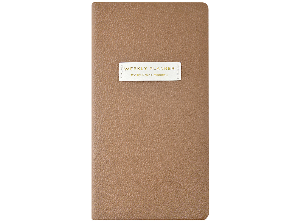 Еженедельник недатированный А6 "Total beige" с нашивкой, бежевый-1