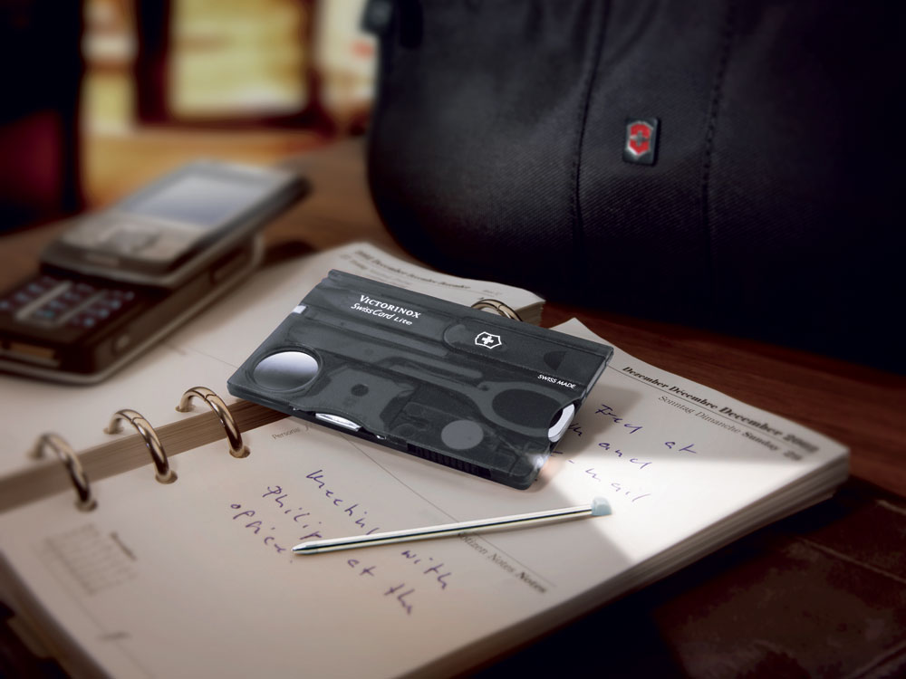 Швейцарская карточка VICTORINOX SwissCard Lite, 13 функций, полупрозрачная чёрная-2