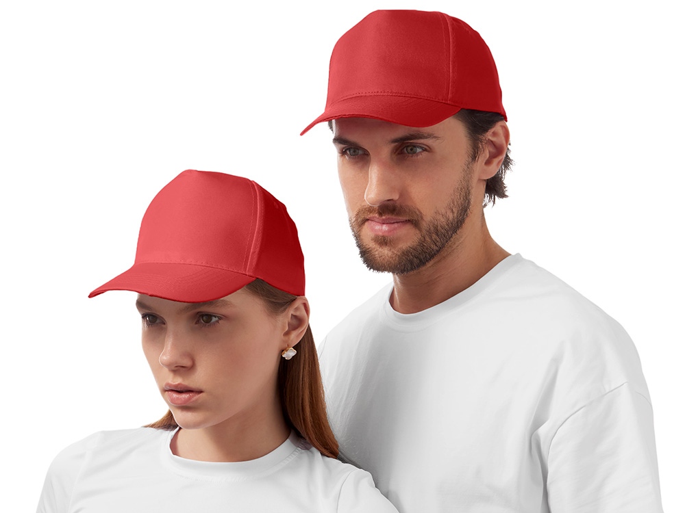 Бейсболка "Poly" 5-ти панельная 120 гр, красный-1