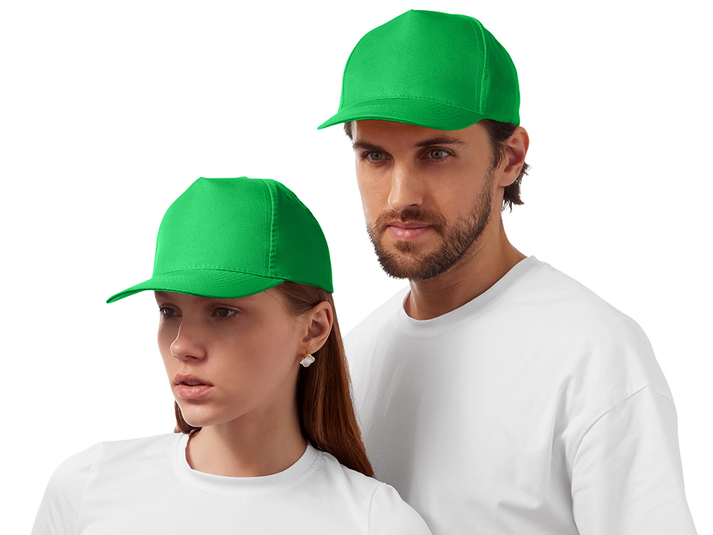 Бейсболка "Poly" 5-ти панельная 120 гр, зеленый-1