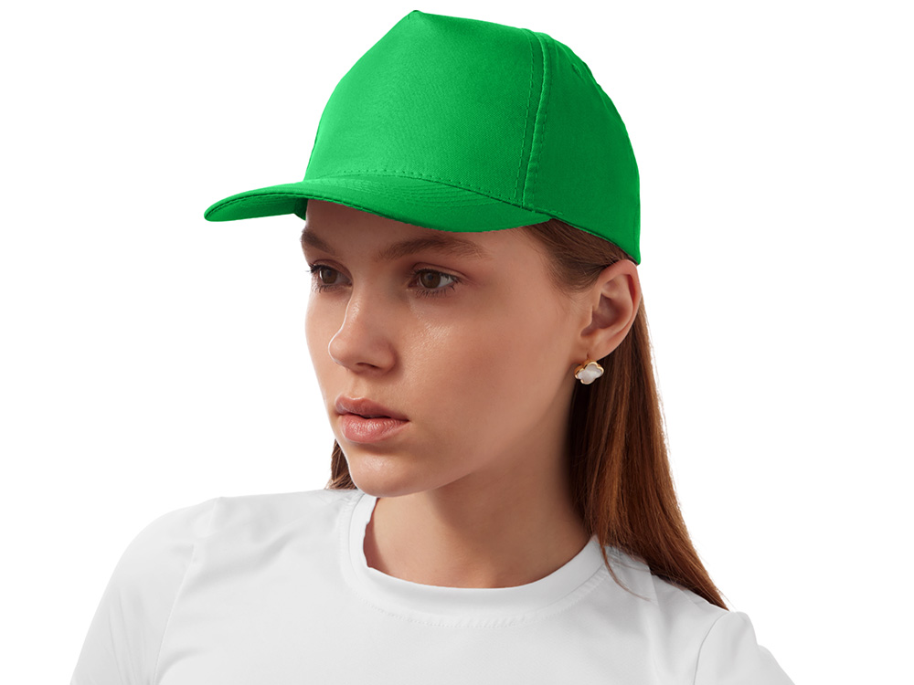 Бейсболка "Poly" 5-ти панельная 120 гр, зеленый-3
