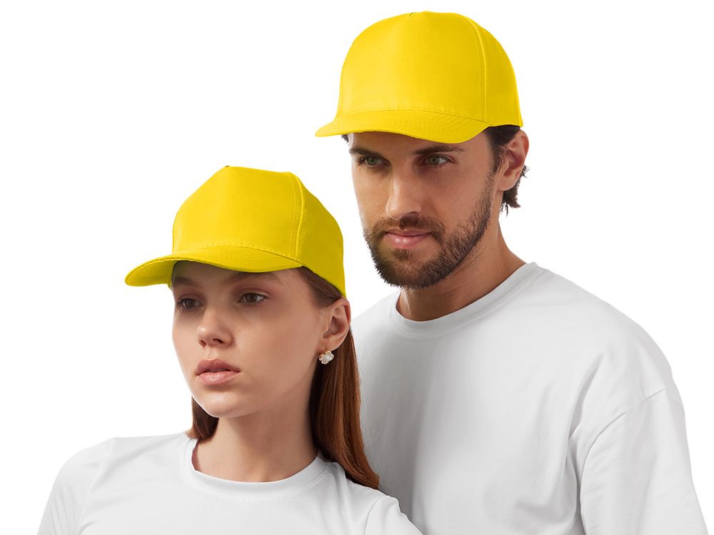 Бейсболка "Poly" 5-ти панельная 120 гр, желтый-1