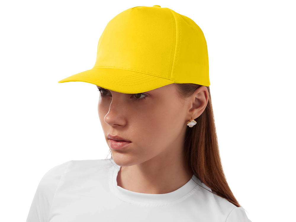 Бейсболка "Poly" 5-ти панельная 120 гр, желтый-3