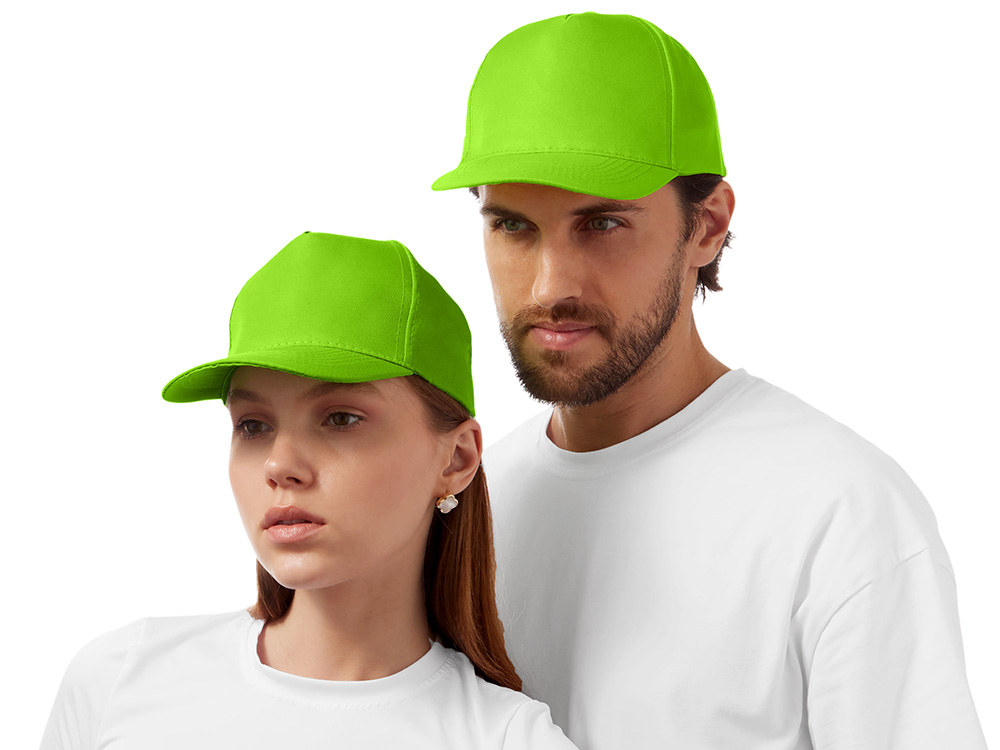 Бейсболка "Poly" 5-ти панельная 120 гр, зеленое яблоко-1