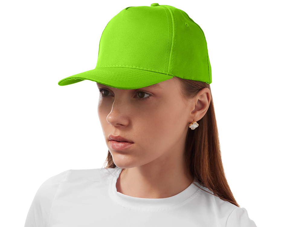 Бейсболка "Poly" 5-ти панельная 120 гр, зеленое яблоко-3