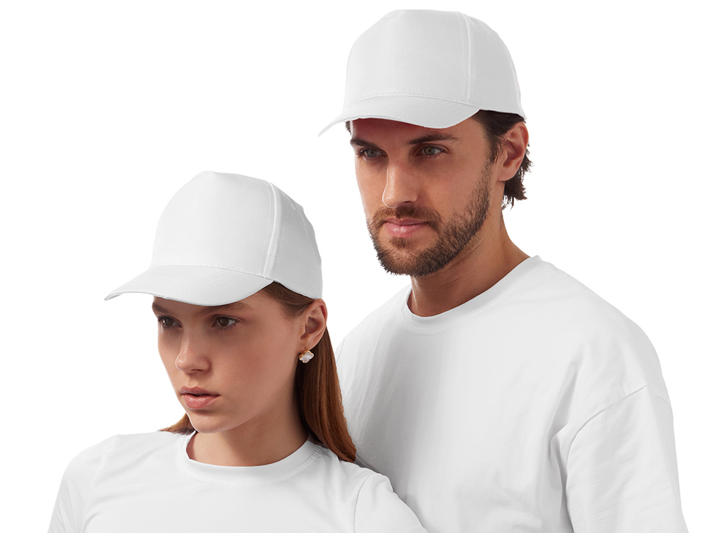 Бейсболка "Poly" 5-ти панельная 120 гр, белый-1