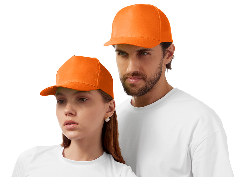 Бейсболка "Poly" 5-ти панельная 120 гр, оранжевый-1