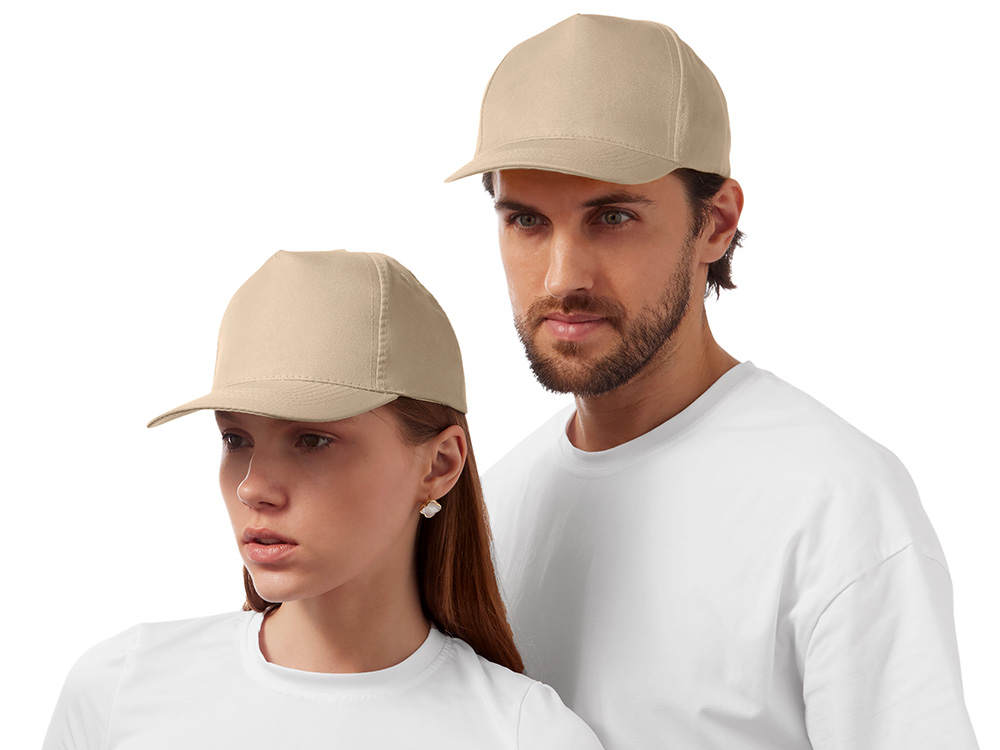 Бейсболка "Poly" 5-ти панельная 120 гр, песочный-1