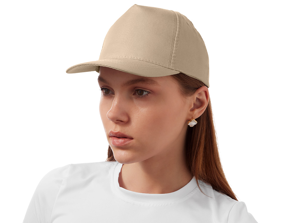 Бейсболка "Poly" 5-ти панельная 120 гр, песочный-3