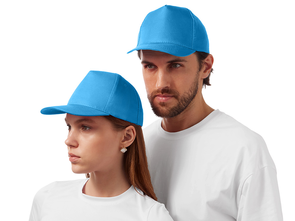 Бейсболка "Poly" 5-ти панельная 120 гр, голубой-1