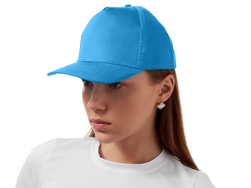 Бейсболка "Poly" 5-ти панельная 120 гр, голубой-3