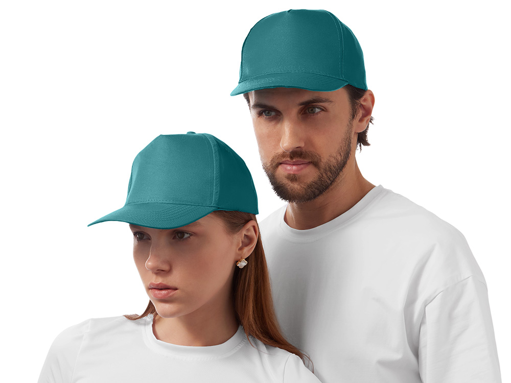 Бейсболка "Poly" 5-ти панельная 120гр, пыльно-бирюзовый-1