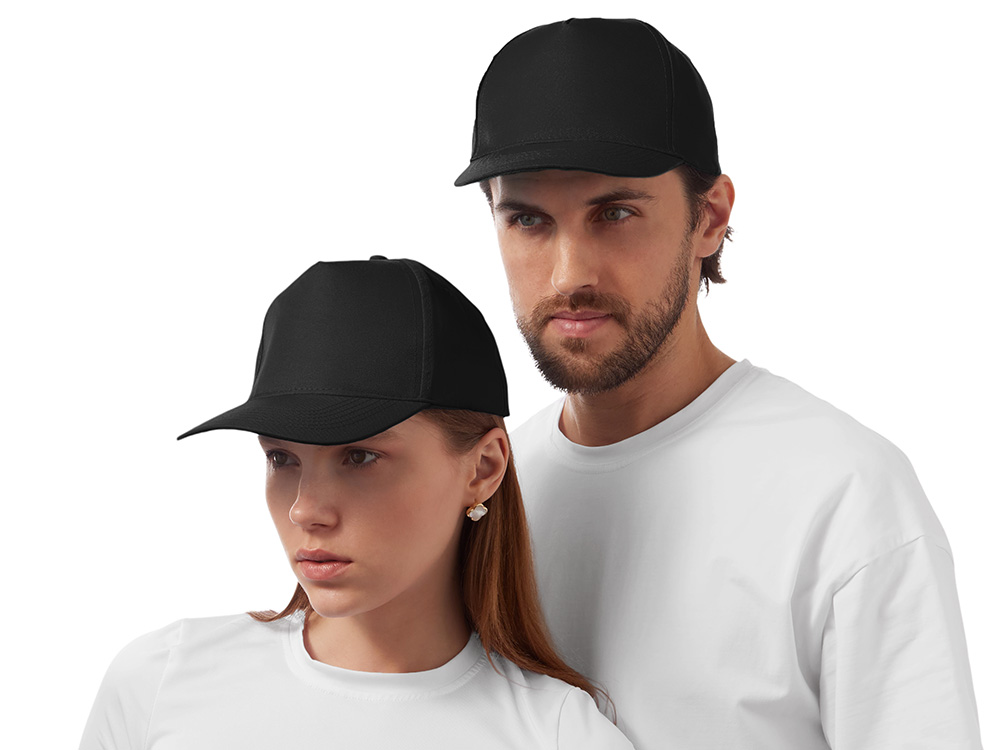Бейсболка "Poly" 5-ти панельная 120 гр, черный-1