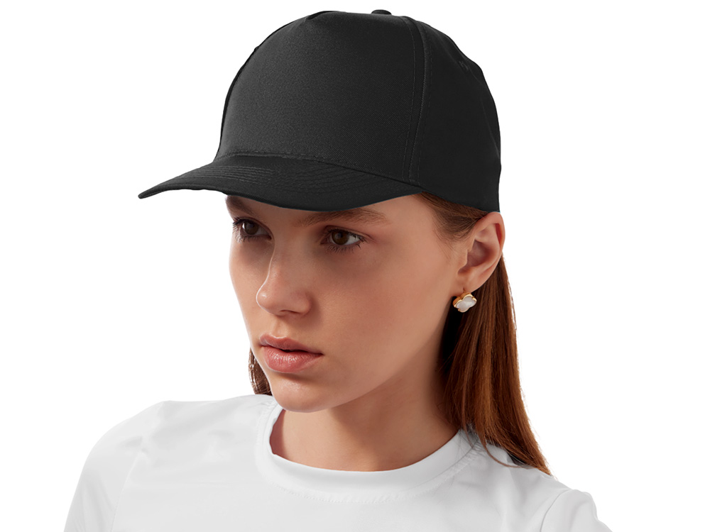 Бейсболка "Poly" 5-ти панельная 120 гр, черный-3