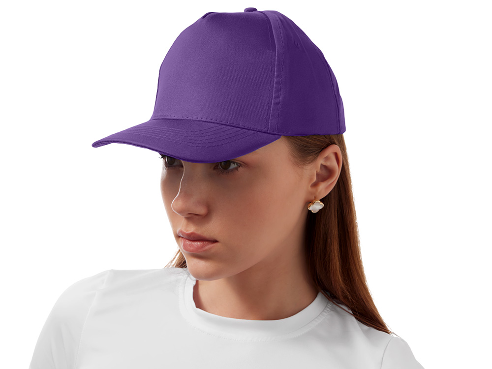 Бейсболка "Poly" 5-ти панельная 120гр, фиолетовый-3