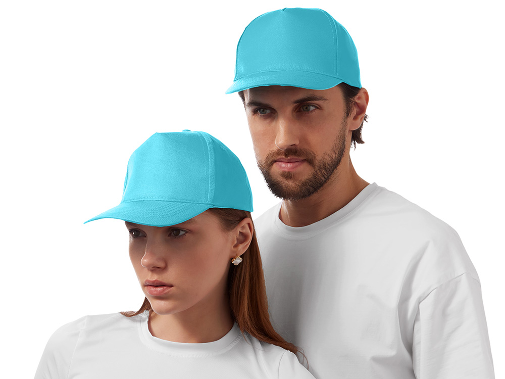 Бейсболка "Poly" 5-ти панельная 120 гр, лазурный-1