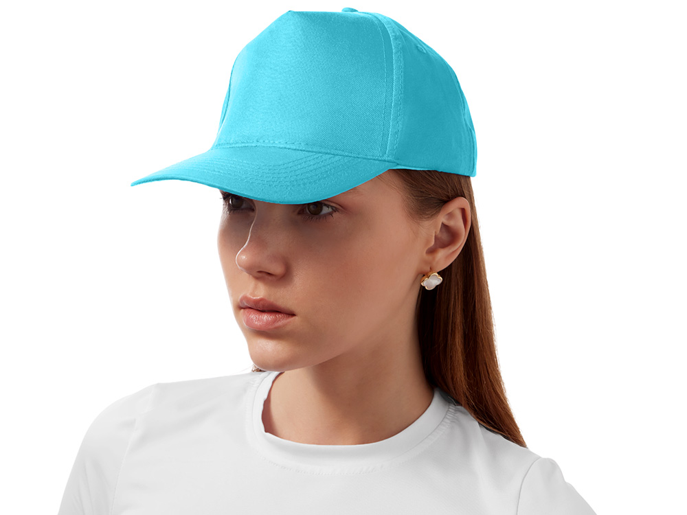 Бейсболка "Poly" 5-ти панельная 120 гр, лазурный-3
