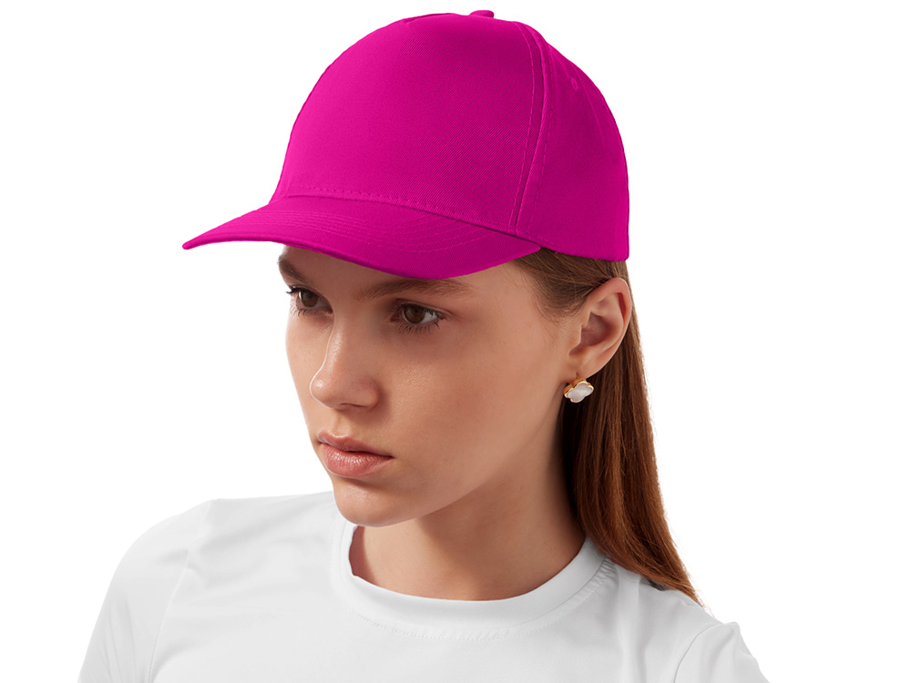 Бейсболка "Poly" 5-ти панельная 120гр, фуксия-3