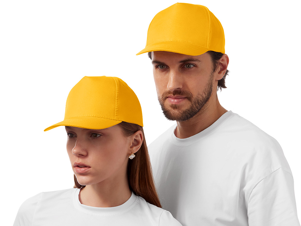 Бейсболка "Poly" 5-ти панельная 120гр, золотисто-желтый-1