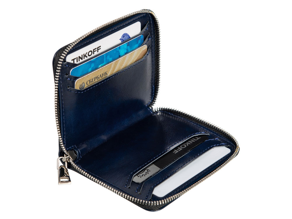 Картхолдер на молнии для 8 пластиковых карт с RFID защитой "Fabrizio", синий-5