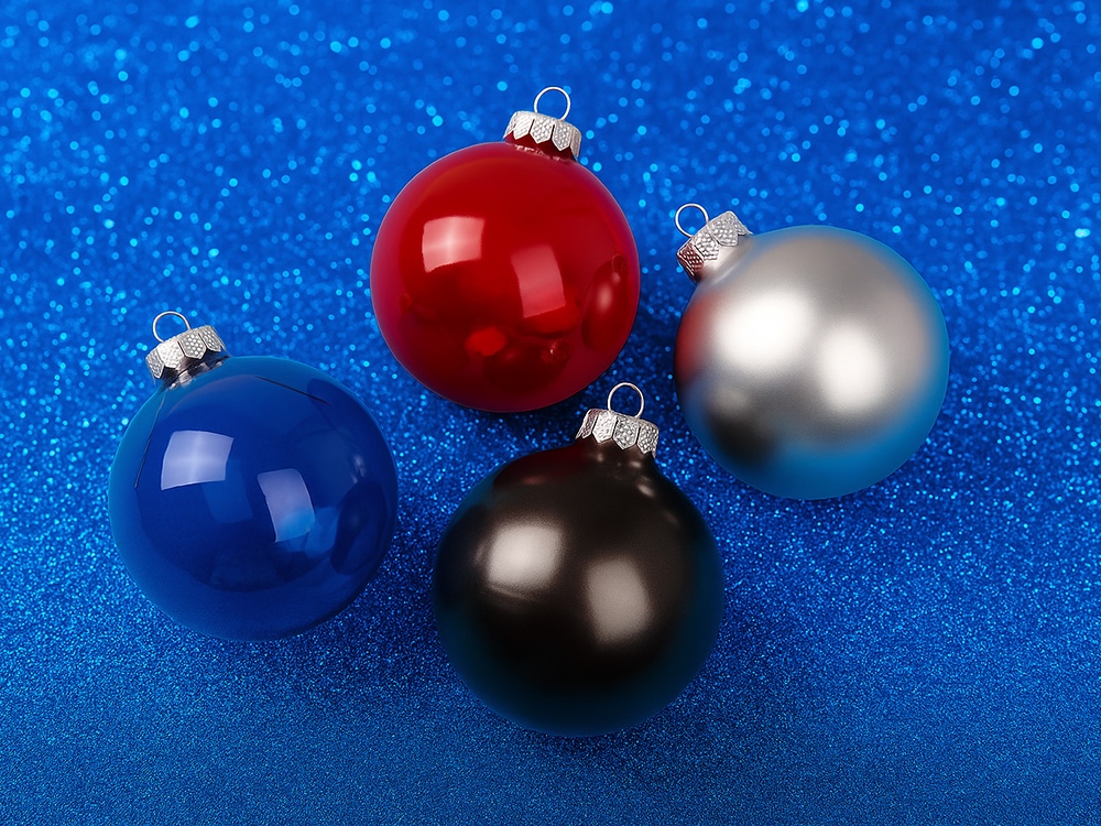 Стеклянный елочный шар "Christmas bauble", серебро, металлик, с серебристым колпачком в черной коробке-4