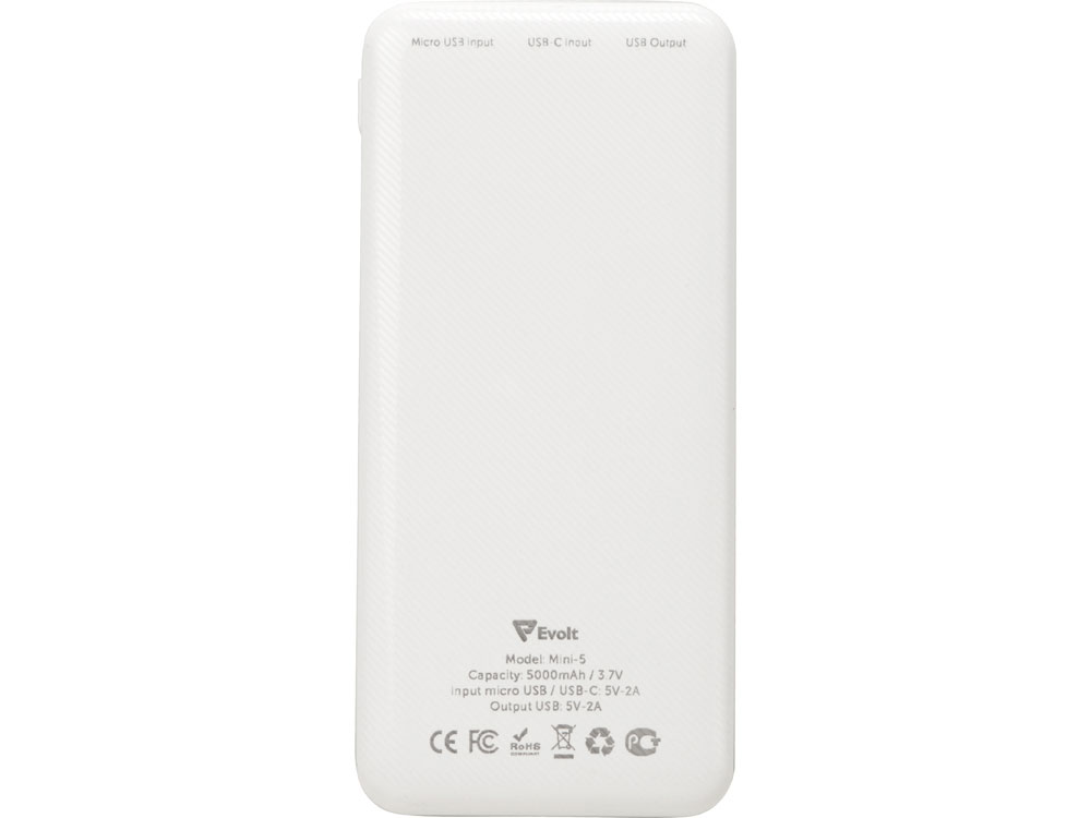 Внешний аккумулятор Evolt "Mini-5", 5000 mAh, белый-4