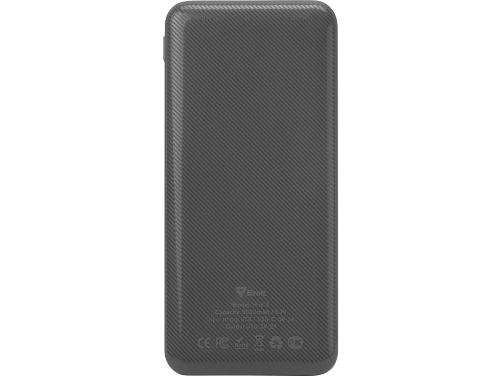 Внешний аккумулятор Evolt "Mini-5", 5000 mAh, серый-4