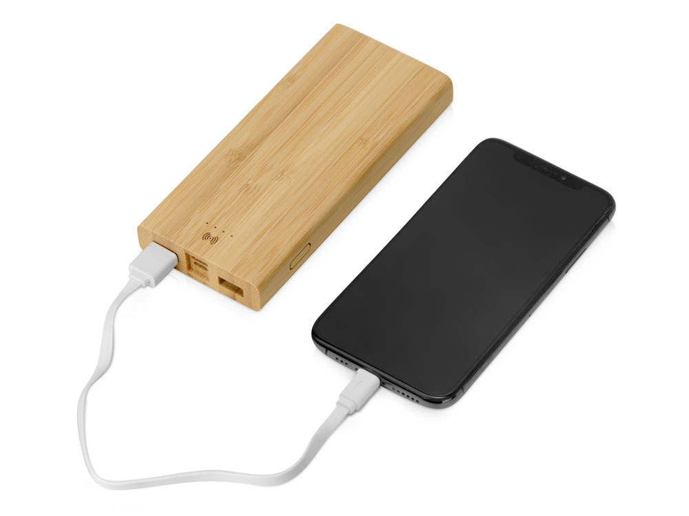 Внешний беспроводной аккумулятор из бамбука "Bamboo Air", 10000 mAh-1