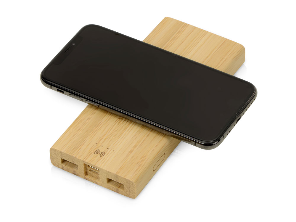 Внешний беспроводной аккумулятор из бамбука "Bamboo Air", 10000 mAh-2