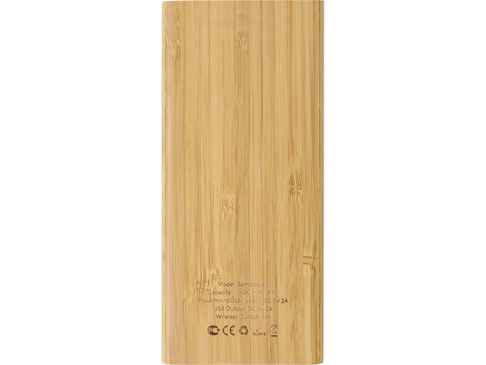 Внешний беспроводной аккумулятор из бамбука "Bamboo Air", 10000 mAh-4