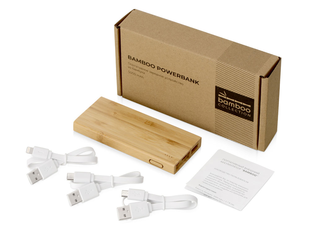 Внешний аккумулятор из бамбука "Bamboo", 5000 mAh-9
