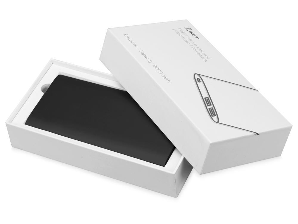 Портативное зарядное устройство "Джет" с 2-мя USB-портами, 8000 mAh, черный-5