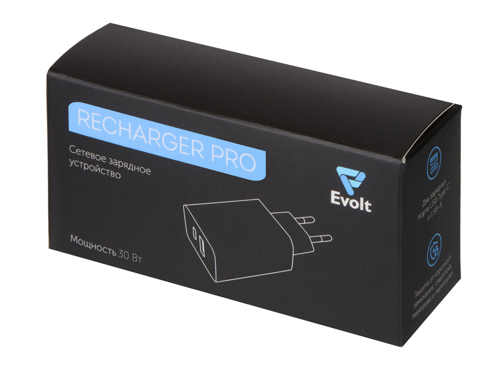 Сетевое зарядное устройство c выходами USB-A и USB-C «Recharger Pro», быстрая зарядка QC/PD, 30 Вт, белый-3