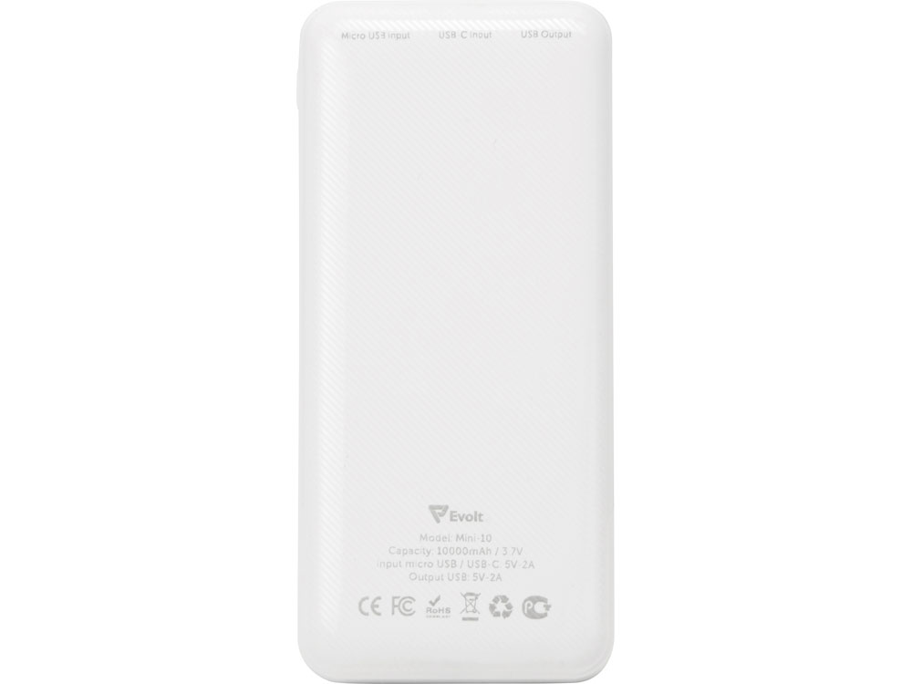 Внешний аккумулятор Evolt "Mini-10", 10000 mAh, белый (P)-4