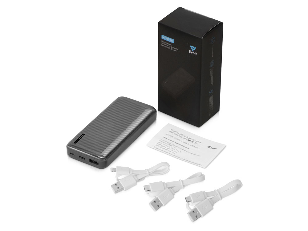 Внешний аккумулятор Evolt "Mini-10", 10000 mAh, серый-2
