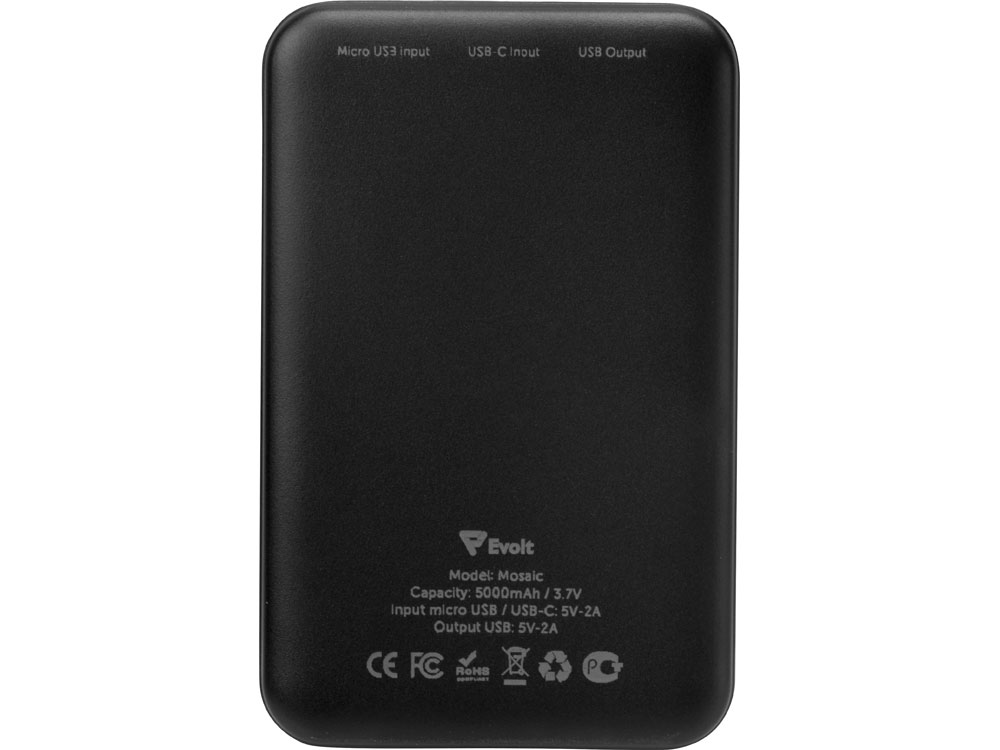 Внешний аккумулятор Evolt "Mosaic", 5000 mAh, черный-5