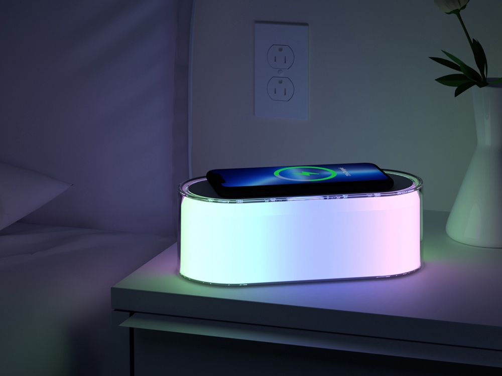 Ночник с беспроводной зарядкой и RGB подсветкой "Miracle", 15 Вт, белый-6