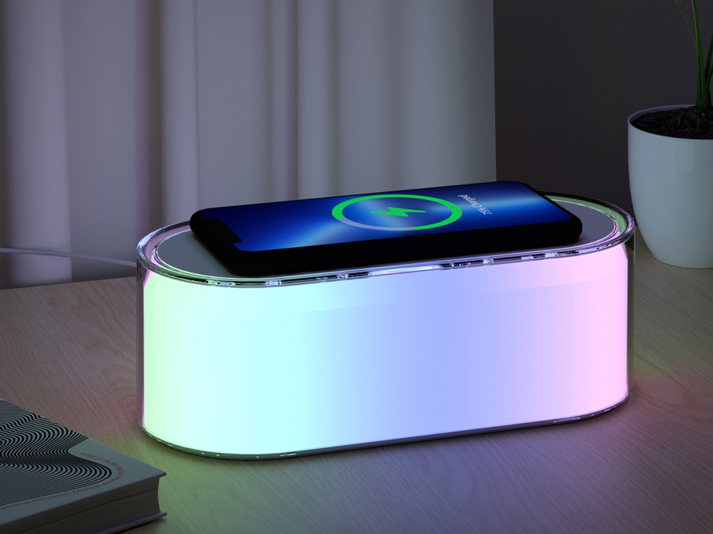 Ночник с беспроводной зарядкой и RGB подсветкой "Miracle", 15 Вт, белый-7