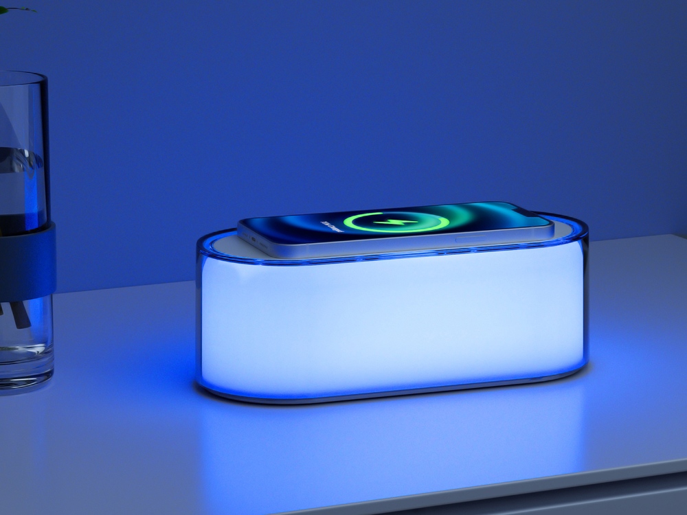 Ночник с беспроводной зарядкой и RGB подсветкой "Miracle", 15 Вт, белый-8